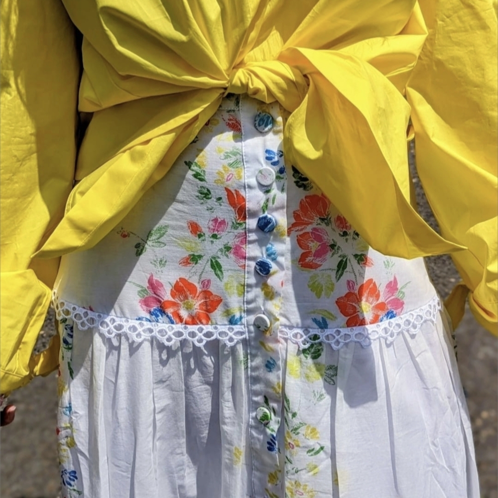 Charo Ruiz White Floral Garden Multi Colored Maxi/Midi Skirt, Cotton, NWT size M - Picture 7 of 15